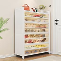 Modern White Tall Shoe Cabinet With Louvered Doors For Entryway Large Capacity Shoe Storage