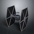 Detailed TIE Fighter Model with Hexagonal Wings and Central Cockpit on Dark Surface