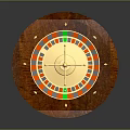 Decorative Wooden Roulette Wheel Furniture Featuring Golden Accents and Colorful Sections