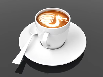 Elegant White Ceramic Tableware Set With Coffee Cup Saucer And Spoon 3d model