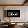 Warm Modern Minimalist Living Room Design With TV Wall Built In Fireplace And Soft Furnishings