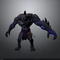 Muscular Monster Character With Blue Glowing Veins Spiked Back Red Loincloth And Ferocious Stance