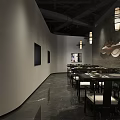 Modern Hotpot Restaurant Interior With Pink Cherry Blossom Decor Wooden Tables And Pendant Lights