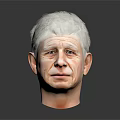 Man With White Hair Detailed Head Portrait On Gray Background