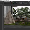 Cozy Courtyard Garden With Green Lawn Stone Path Teepee And Outdoor Furniture