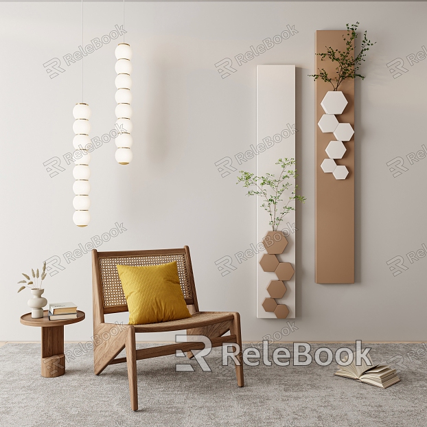 Modern Wall Decoration Cream Wall Decoration Pendant Decorative Painting Hanging Picture Combination Leisure Chair Floor Lamp model