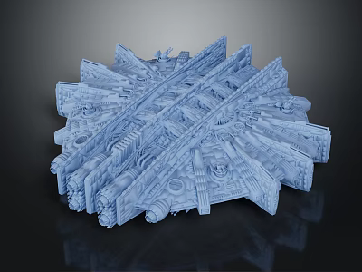Futuristic Interstellar Spacecraft Model With Complex Structural Design For Space Exploration 3d model