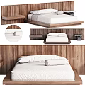 Modern Double Bed Interior Design With Wooden Frame White Sheets And Bedside Tables 3d model