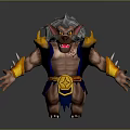 Game Movie Character 3D Model Gray Fur Red Ears Yellow Eyes Sharp Fangs Spiked Claws