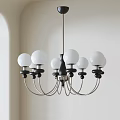 Modern Globe Chandelier With White Glass Balls Black Accents And Metal Arms