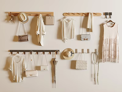 Wall Hooks For Hanging Hats Bags Clothes And Umbrellas In Home Decor 3d model