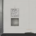 Abstract Textured Paintings Hanging On White Wall With Framed Design And Black White Patterns