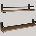 Modern Wall Mounted Storage Shelves With Wooden Boards And Black Metal Brackets