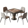 Elegant Modern Entertainment Table With Square Design And Four Grey Chairs 3d model