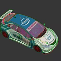 Intel Tirestone Blue White Red Racing Car With Rear Wing And Body Design