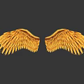 Golden Orange Wing Shaped Wall Decor With Shiny Reflective Surface 3d model