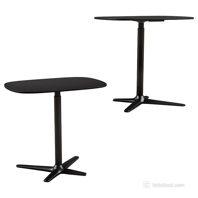 Modern Black Side Table With Oval Tabletop And Cross Shaped Base 3d model