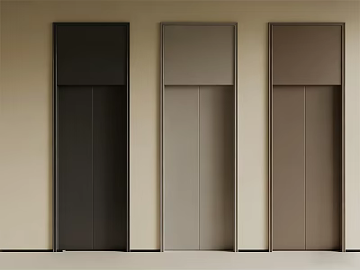 Modern Elevator Doors in Black Gray and Brown for Modern Building Interior 3d model