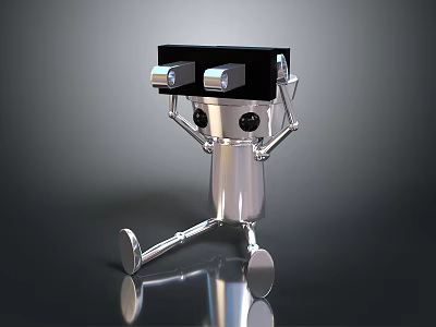 Silver Humanoid Robot Electronic Appliance With Metallic Design Shiny Arms And Legs 3d model