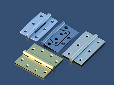 Durable Metal Hinges With Brass And Silver Finishes For Furniture Hardware 3d model