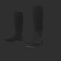 Black Knee High Leather Boots With Non Slip Textured Sole Design