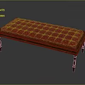 Stylish Wooden Bench With Red Tufted Padded Cushion And Ornate Carved Legs Design