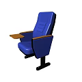 Blue Theater Chair With Wooden Armrest Table And Black Legs