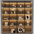 Stylish Decorative Ornament Sets With Illuminated Display Shelves Vases And Photo Frames
