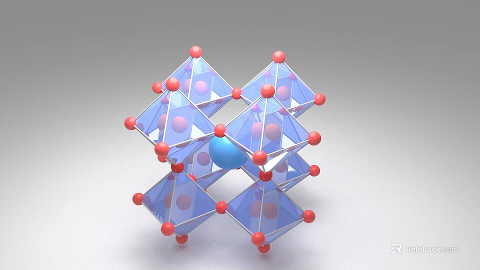 Geometric Locker Design With Blue Spheres Red Accents And Transparent Polyhedral Panels 3d model 