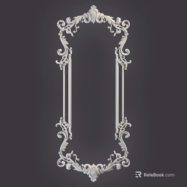 Ornate Silver Metal Decorative Frame With Intricate Scrollwork Details 3d model