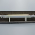 White Long Strip Decorative Ornament Set with Ornate Carved Ends and Stands on Black Base