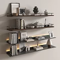 Modern Creative Simple Bookshelf Simple Metal Luminous Board Storage Rack 3d model