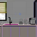 Modern Kitchen Interior With Stainless Steel Refrigerator White Tiled Walls Dishwasher Sink And Light Cabinets