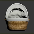 Elegant Baby Bassinet With White Canopy Soft Lining And Woven Rattan Base Design