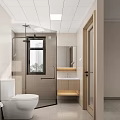 Modern Bathroom Interior Design With Glass Shower Partition Toilet Vanity Mirror And Window