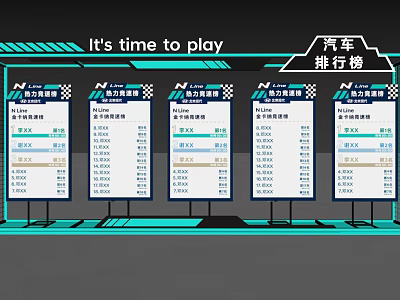 Car Ranking Guidance With Multiple Categories Display And Information Boards Showcase 3d model