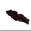 Detailed Sci Fi Spaceship Design Showcasing Red And Black Exterior Features 3d model