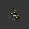 Highly Detailed Military Armed Helicopter Model With Metallic Fuselage Rotor Blades And Weapons