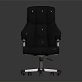 Black Leather Office Chair With High Backrest Padded Panel Design And Silver Five Star Casters