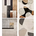 Square Area Rugs with Modern Abstract Geometric Textured Patterns in Neutral Tones 3d model