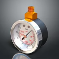 Industrial Pressure Gauge With Silver Casing Orange Top And Accurate PSI Measurement Scale