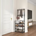 Modern Multifunctional Shoe Rack with Hanging Hooks Hat Bag Storage Boxes and Shoes