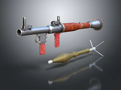 Space Rocket Launcher And Projectile With Metallic Structure For Aerospace Study 3d model