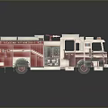 Building Block Fire Truck Model With FDNY Logo Red White Blue Roof Structure Wheels