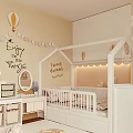 Cozy Kids Room Interior With Slide Bookshelves Storage Units And Cloud Bird Wall Decals