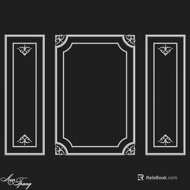 Three Decorative Frame Components With Ornate Corner Patterns And Classic Designs 3d model 
