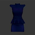 Women's Stylish Blue Sleeveless High Neck Dress With Peplum Hem Design