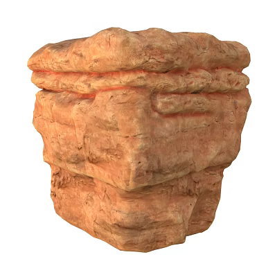 Natural Stone And Wood Decorative Block Featuring Rough Textured Surface For Interior Design 3d model