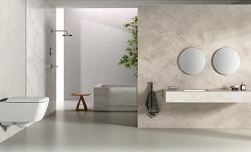 Modern toilet bright white bathroom space 3d model