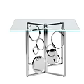Modern Dining Table Featuring Clear Glass Top And Silver Metal Circular Legs 3d model